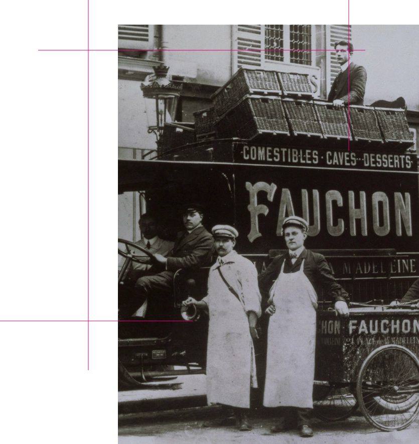 ancienne photo de fauchon devant la première boutique