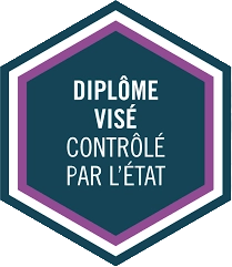 logo diplôme visé controlé par l'état bleu et violet